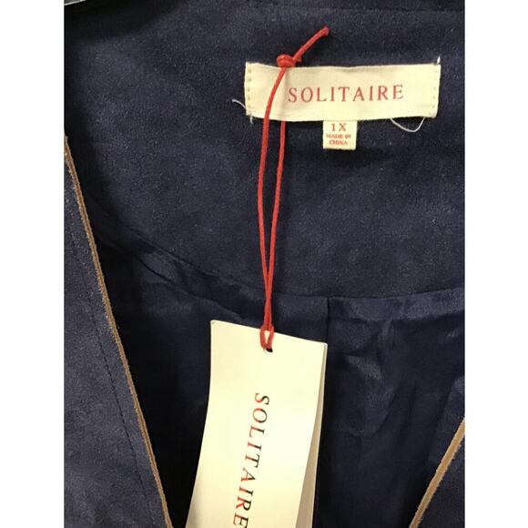 Solitaire Women’s 1X Floral Embroidered Bluw Two Button Jacket Boho Chic NWT - Picture 4 of 7